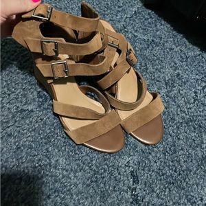 Brown high heel sandals